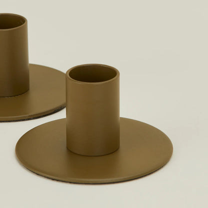 Metal Candle Holder Set Olive