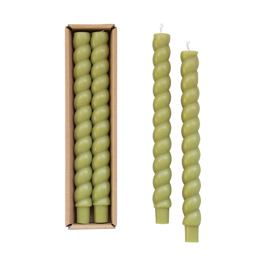 Green Twisted Taper Candles