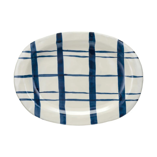 Navy and White Stoneware Platter