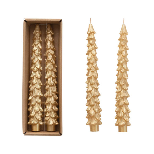 Gold Christmas Tree Taper Candles