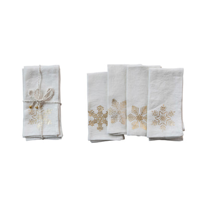 Gold Foil Snowflake Napkin Set