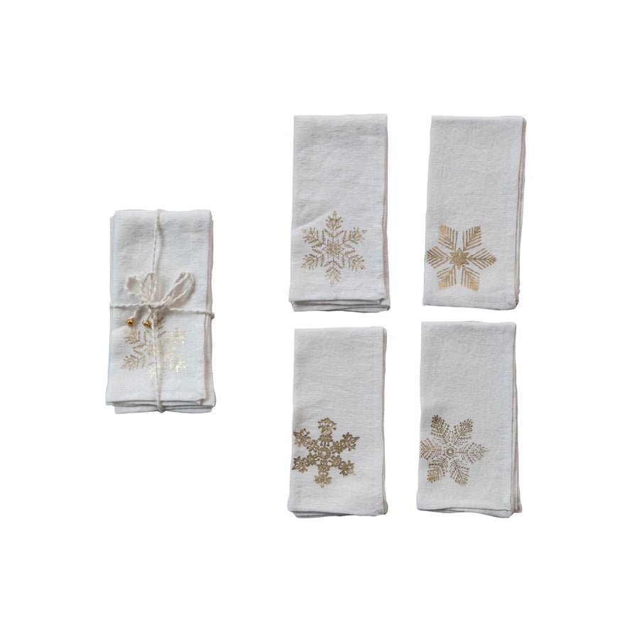 Gold Foil Snowflake Napkin Set