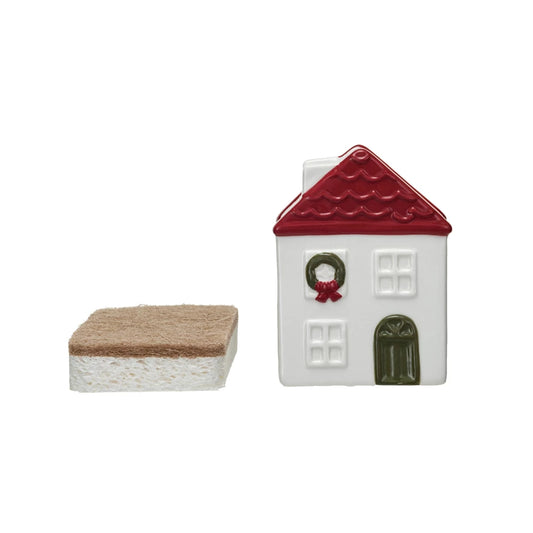 Stoneware House Sponge Holder