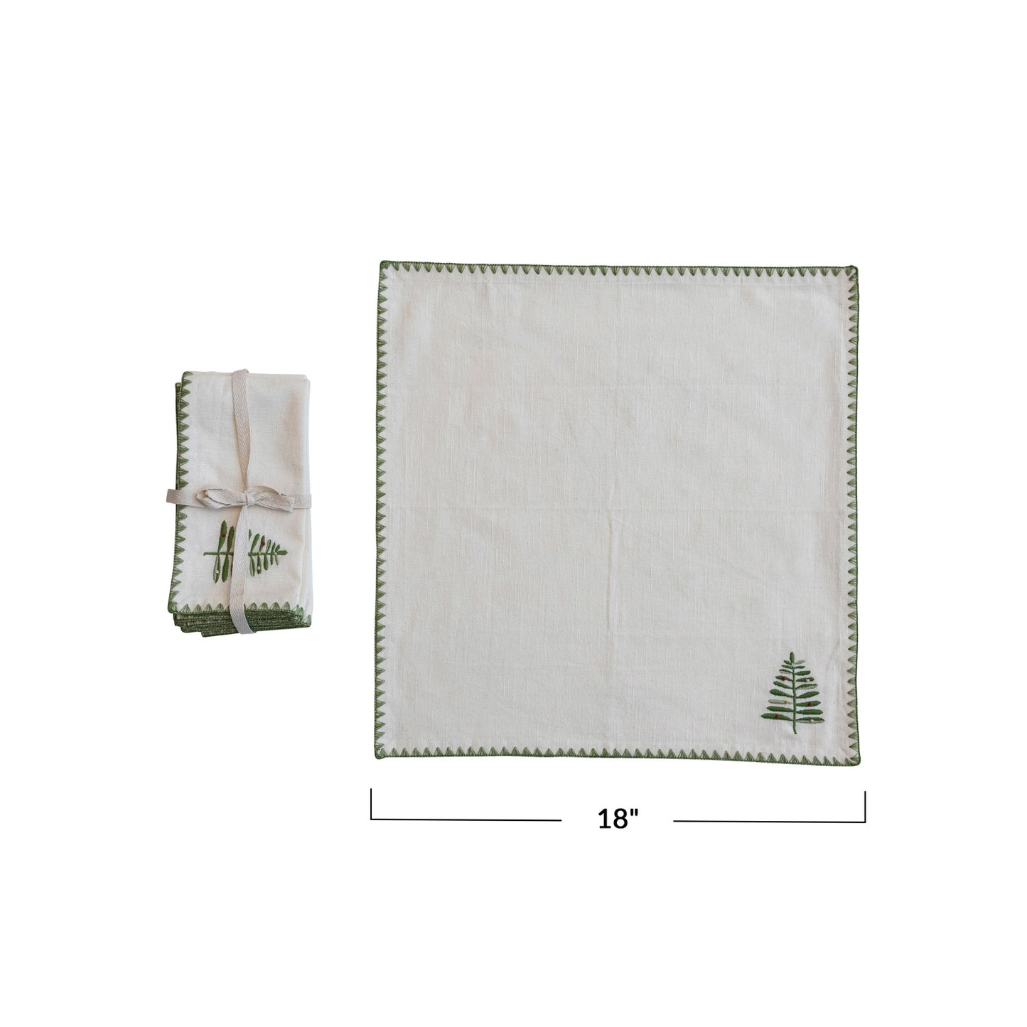 Embroidered Christmas Tree Napkins